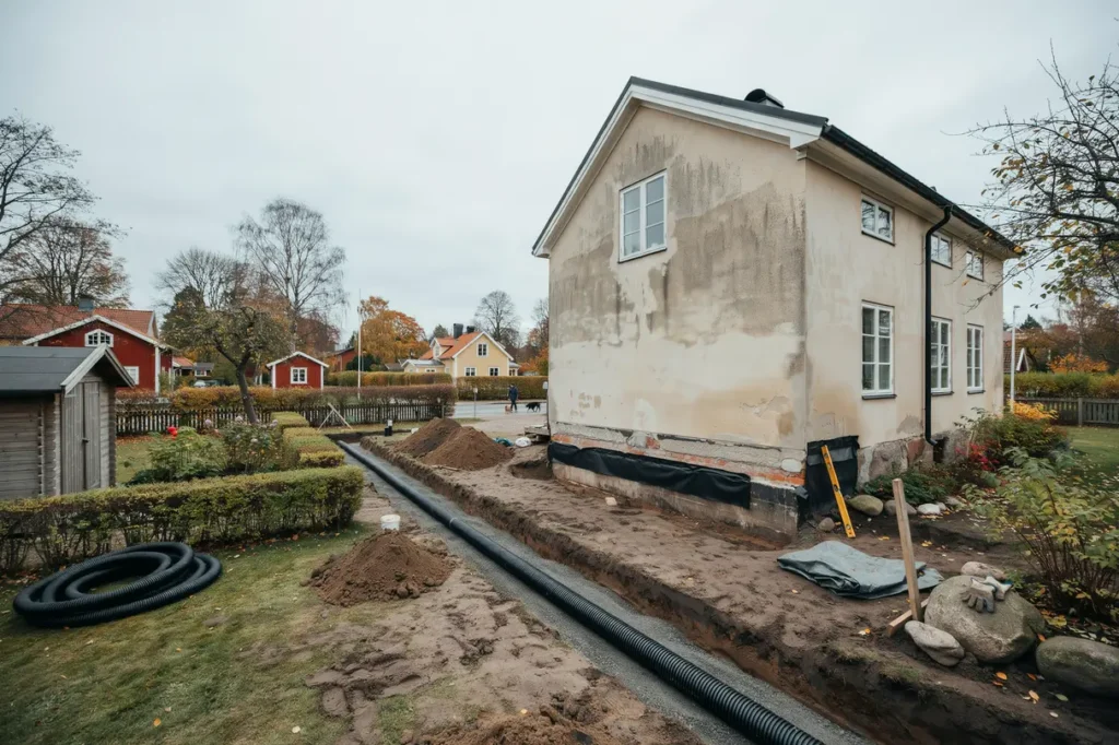 k llarrenovering med r tt dr nering s skyddar du husgrunden och skapar ett torrt anv ndbart utrymme